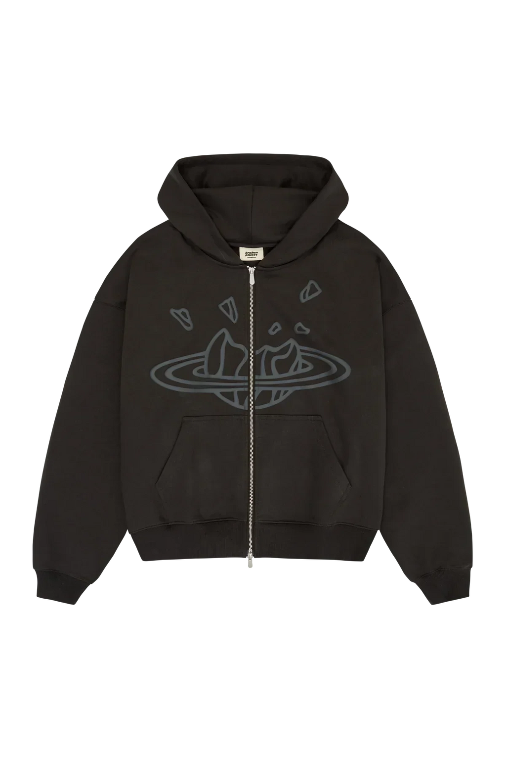 Broken Planet Market Soot Black Zip Up Hoodie
