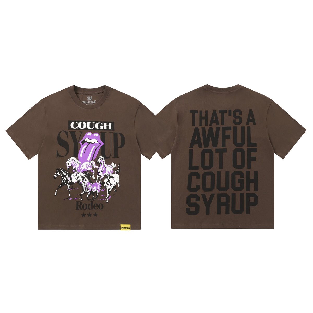 That's A Awful Lot Of Cough Syrup Rodeo Graphic T-Shirt - Brown