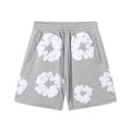 Denim Tears Heather Grey Cotton Wreath Print Casual Shorts