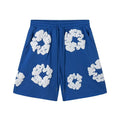 Denim Tears Royal Blue Cotton Wreath Print Casual Shorts