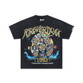 DUAA Washed Black 1993 Forever Champions World Flag Oversized T‑Shirt