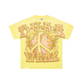DUAA PEACE EARTH DISTRESSED YELLOW GRAPHIC T‑SHIRT