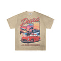 DUAA ALL RISK NO REGRETS VINTAGE CAR RHINESTONE WASHED T‑SHIRT