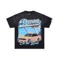 DUAA ON THE ROAD VINTAGE CAR PALM TREE RHINESTONE WASHED T‑SHIRT
