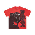 DUAA Red Washed Black Panther Oriental Lettering Oversized T‑Shirt